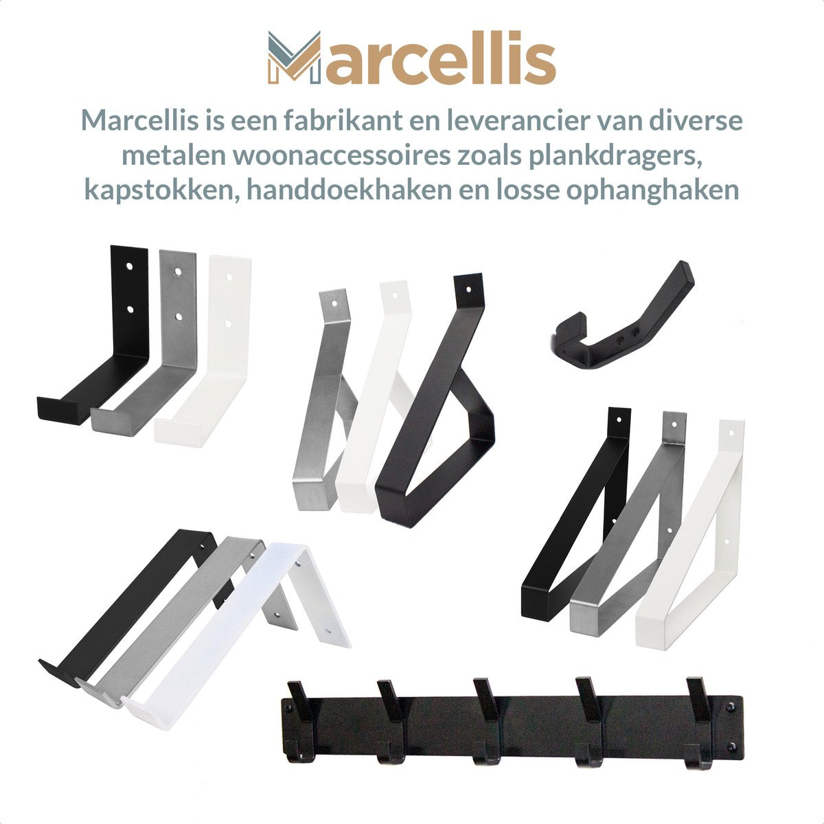 Marcellis - 1x Industrial towel hook - towel holder - hanging hook - 6 hooks - stainless steel V1189-WXFBOL-98-4