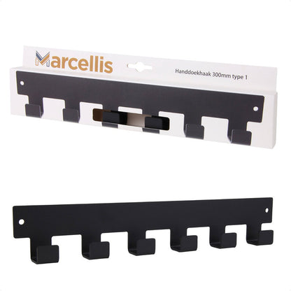 Marcellis - 1x Industrial towel hook - towel holder - hanging hook - 6 hooks - stainless steel V1189-WXFBOL-98-6