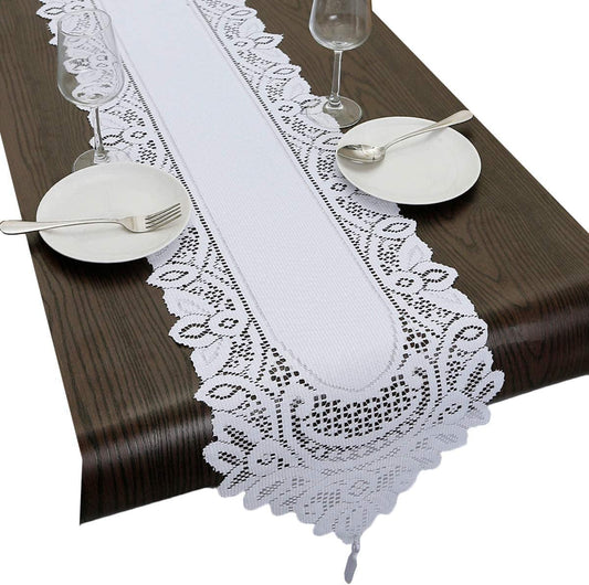 Lace Table Runner Dresser Scarf Embroidered Table Runners with Exquisite Flower Vintage Shabby Chic for V1189-WXFWAL-20260319-00024
