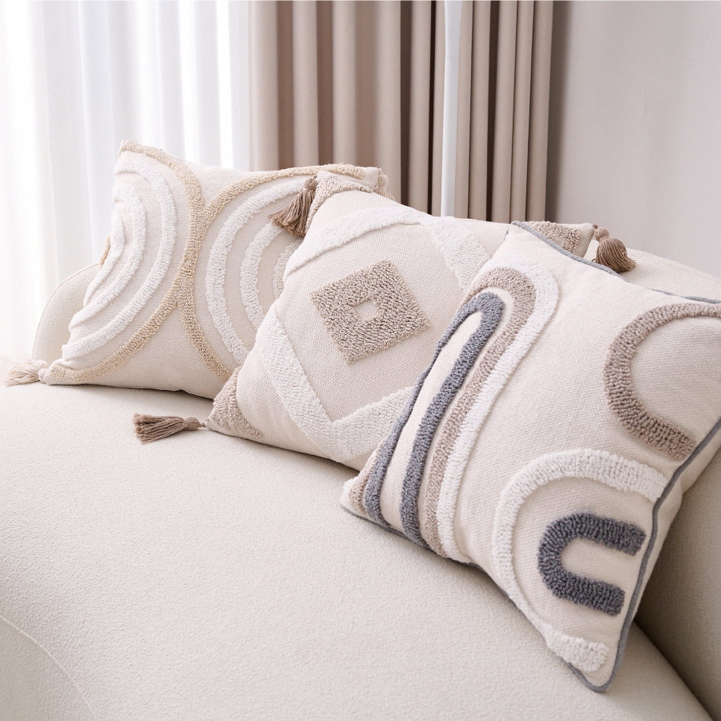 Walbest Boho Throw Pillow with Braided Rope Pattern And Tassels Soft Cotton Linen Textured Cushion for Sofa V1189-WXFWAL-20260319-00026