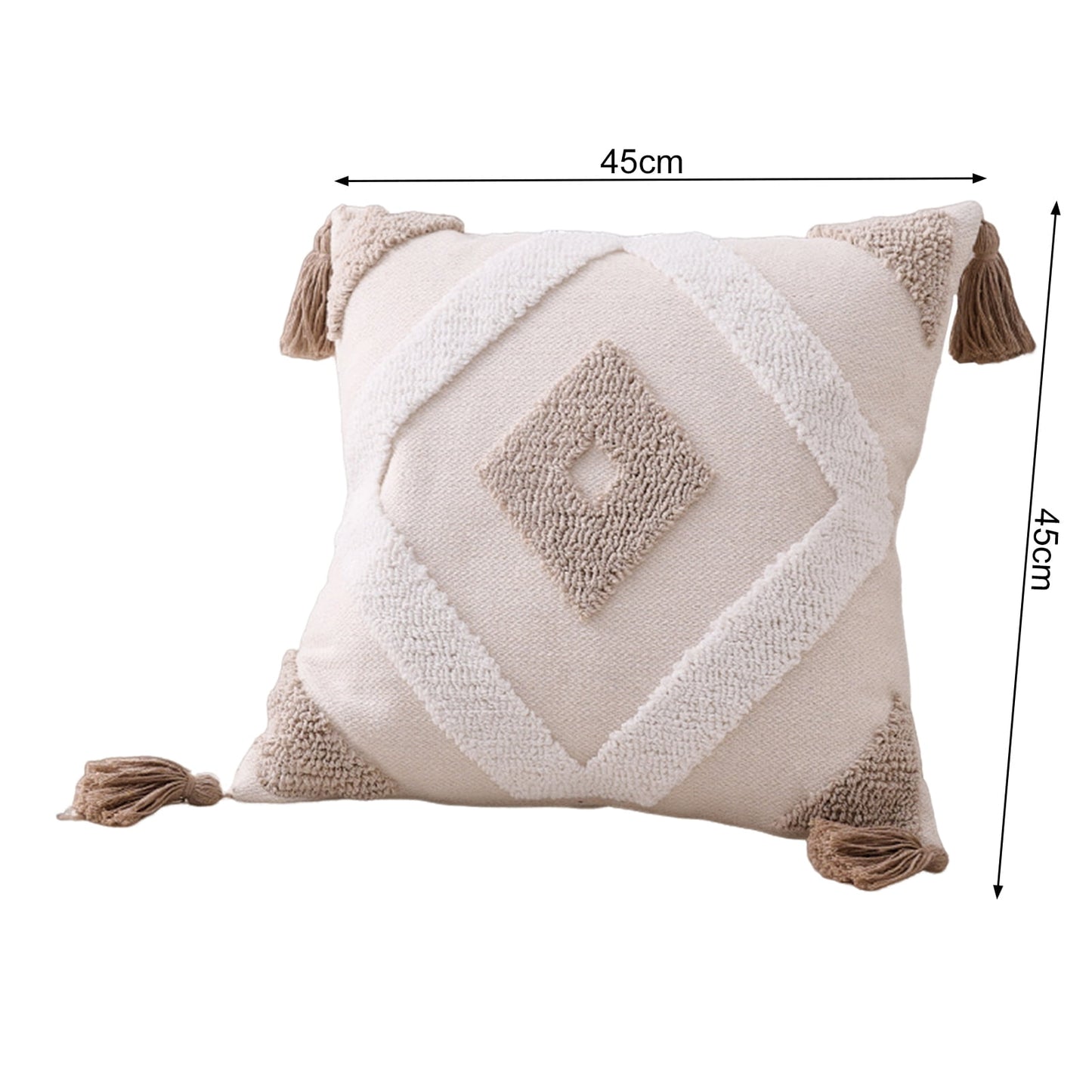 Walbest Boho Throw Pillow with Braided Rope Pattern And Tassels Soft Cotton Linen Textured Cushion for Sofa V1189-WXFWAL-20260319-00026