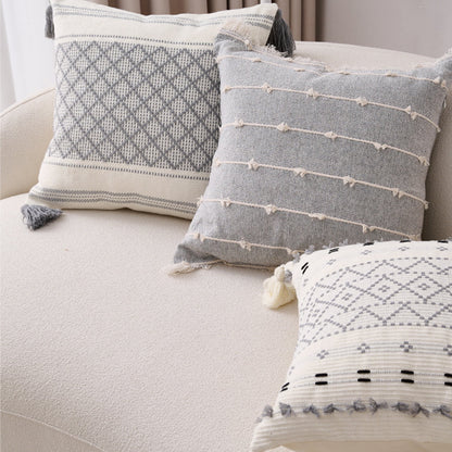 Walbest Boho Throw Pillow with Braided Rope Pattern And Tassels Soft Cotton Linen Textured Cushion for Sofa V1189-WXFWAL-20260319-00026