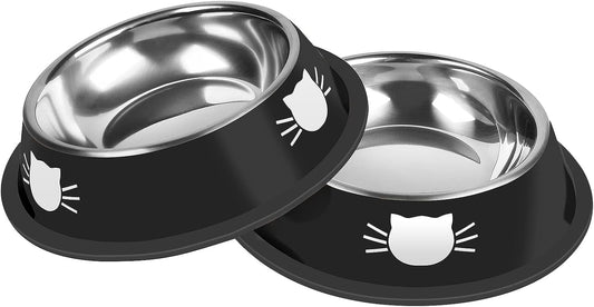 2/3Pcs Cat Bowls Non-Slip Stainless Steel Small Cat Food Bowls Unbreakable Thicken Cat Feeder 7 Oz Cat Dishes V1189-WXFWAL-20260319-00040