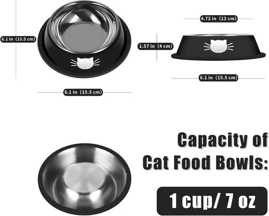 2/3Pcs Cat Bowls Non-Slip Stainless Steel Small Cat Food Bowls Unbreakable Thicken Cat Feeder 7 Oz Cat Dishes V1189-WXFWAL-20260319-00040