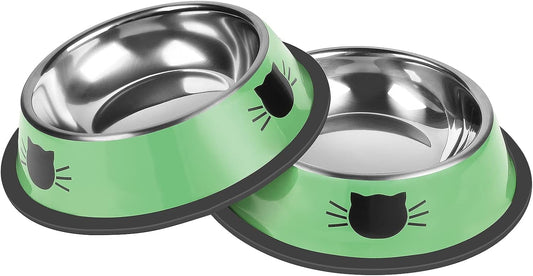 2/3Pcs Cat Bowls Non-Slip Stainless Steel Small Cat Food Bowls Unbreakable Thicken Cat Feeder 7 Oz Cat Dishes V1189-WXFWAL-20260319-00041