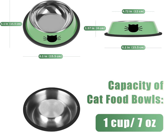 2/3Pcs Cat Bowls Non-Slip Stainless Steel Small Cat Food Bowls Unbreakable Thicken Cat Feeder 7 Oz Cat Dishes V1189-WXFWAL-20260319-00041