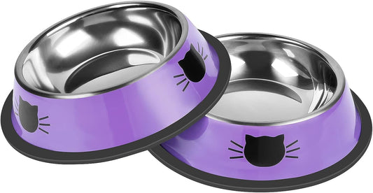 2/3Pcs Cat Bowls Non-Slip Stainless Steel Small Cat Food Bowls Unbreakable Thicken Cat Feeder 7 Oz Cat Dishes V1189-WXFWAL-20260319-00043