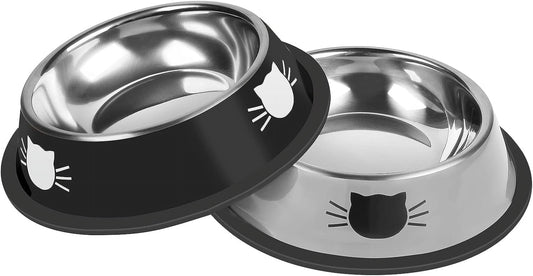 2/3Pcs Cat Bowls Non-Slip Stainless Steel Small Cat Food Bowls Unbreakable Thicken Cat Feeder 7 Oz Cat Dishes V1189-WXFWAL-20260319-00045