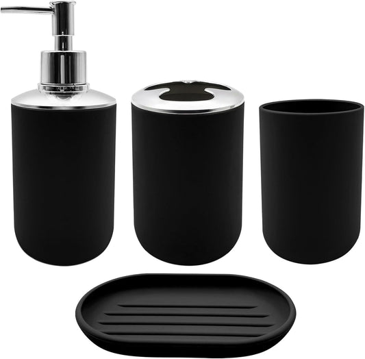 Set 4 Pcs Green Bathroom Accessories,Cute Bathroom Decor,Plastic Soap Dispenser and Toothbrush Holder V1189-WXFWAL-20260319-00054