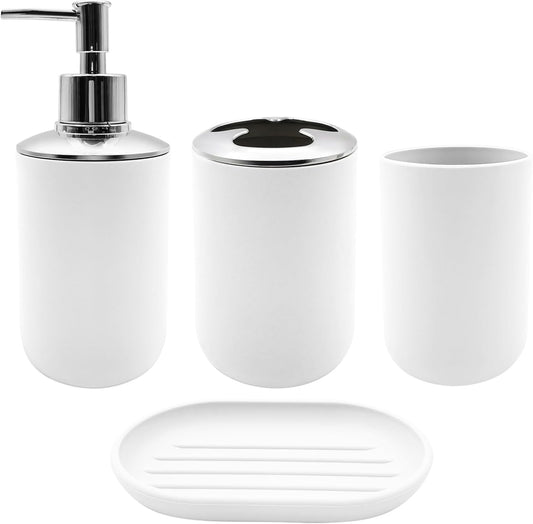 Set 4 Pcs Green Bathroom Accessories,Cute Bathroom Decor,Plastic Soap Dispenser and Toothbrush Holder V1189-WXFWAL-20260319-00056