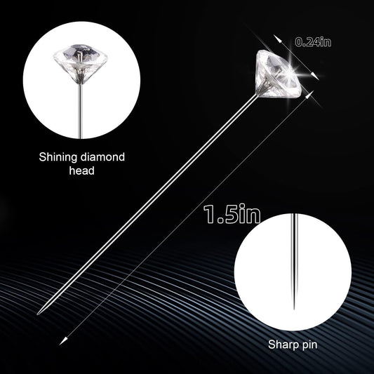 100 Pcs Rhinestone Bouquet Pins,Corsage Bouquet Pins for Flowers,Boutonniere Straight Pins for V1189-WXFWAL-20260319-00063
