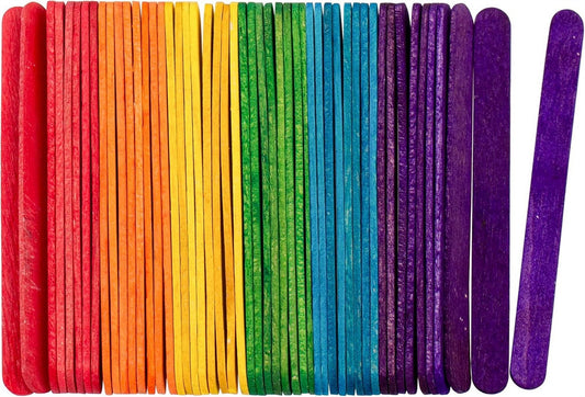 QZS 100Piece Colored Ice Sticks,Creative Tongue Depressors,Wooden Popsicle Sticks,Rainbow Craft Sticks,for V1189-WXFWAL-20260319-00064