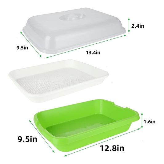 12.8x9.5x1.6 In Green Seed Sprouting Tray with Drain Holes,Microgreens Growing Trays,Growing Trays,seed V1189-WXFWAL-20260319-00065