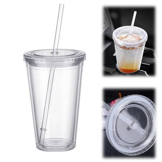 Double Wall Insulated Plastic Cups,Reusable Iced Coffee Cup,Clear Acrylic Tumbler,Cold Drink Tumbler,Portable V1189-WXFWAL-20260319-00074