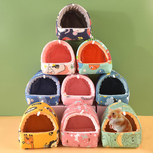 Yirtree Cartoon Pattern Guinea Pig Cave House Bed, Rabbit Squirrel Chinchilla Hamster Hedgehog Nest Hideout, V1189-WXFWAL-20260319-00079