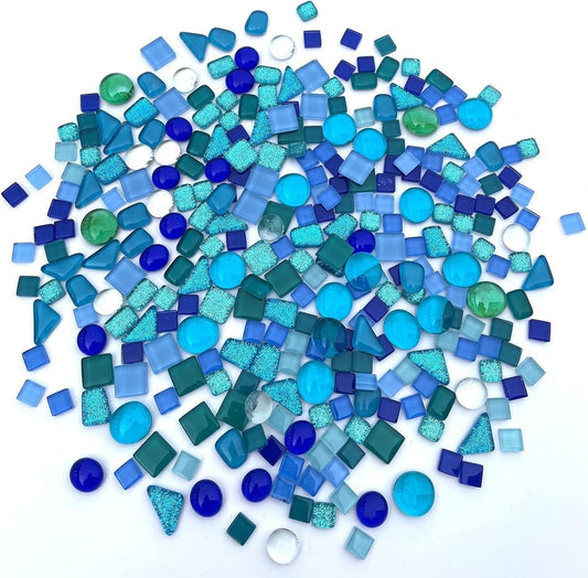 0.55 LB Blue Mixed Irregular Crystal Glass Mosaic Tiles,Blue Mosaic Glass Tiles Pieces Glitter,Tiny Mosaic V1189-WXFWAL-20260319-00098