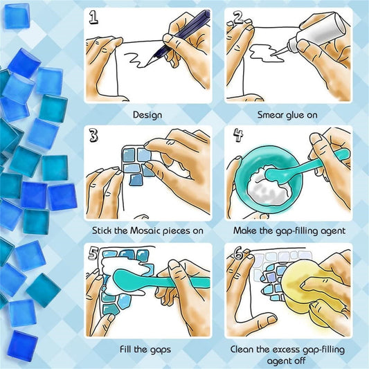 0.55 LB Blue Mixed Irregular Crystal Glass Mosaic Tiles,Blue Mosaic Glass Tiles Pieces Glitter,Tiny Mosaic V1189-WXFWAL-20260319-00098