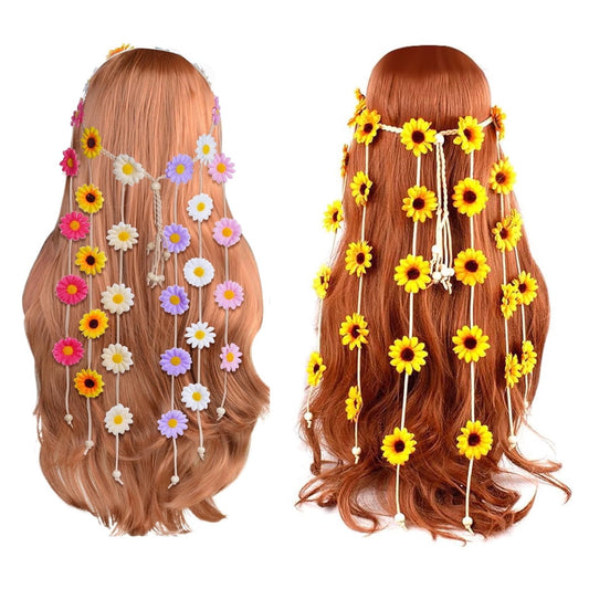Tutuviw Sunflower Headband, 2 Pcs Adjustable Headband or Crown, Hair Accessories, Costume Headwear for Women V1189-WXFWAL-20260319-00100