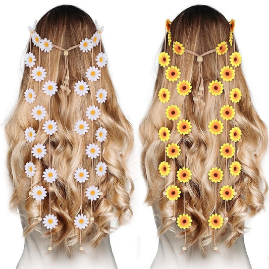 Tutuviw Sunflower Headband, 2 Pcs Adjustable Headband or Crown, Hair Accessories, Costume Headwear for Women V1189-WXFWAL-20260319-00101