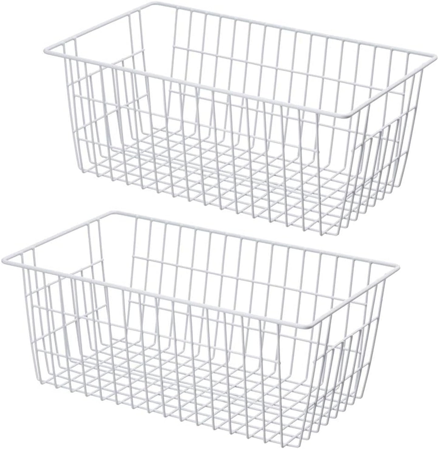 2Pcs Wire Storage Baskets,Metal Storage Basket for Organizing,White Wire Storage Freezer Baskets for V1189-WXFWAL-20260319-00102