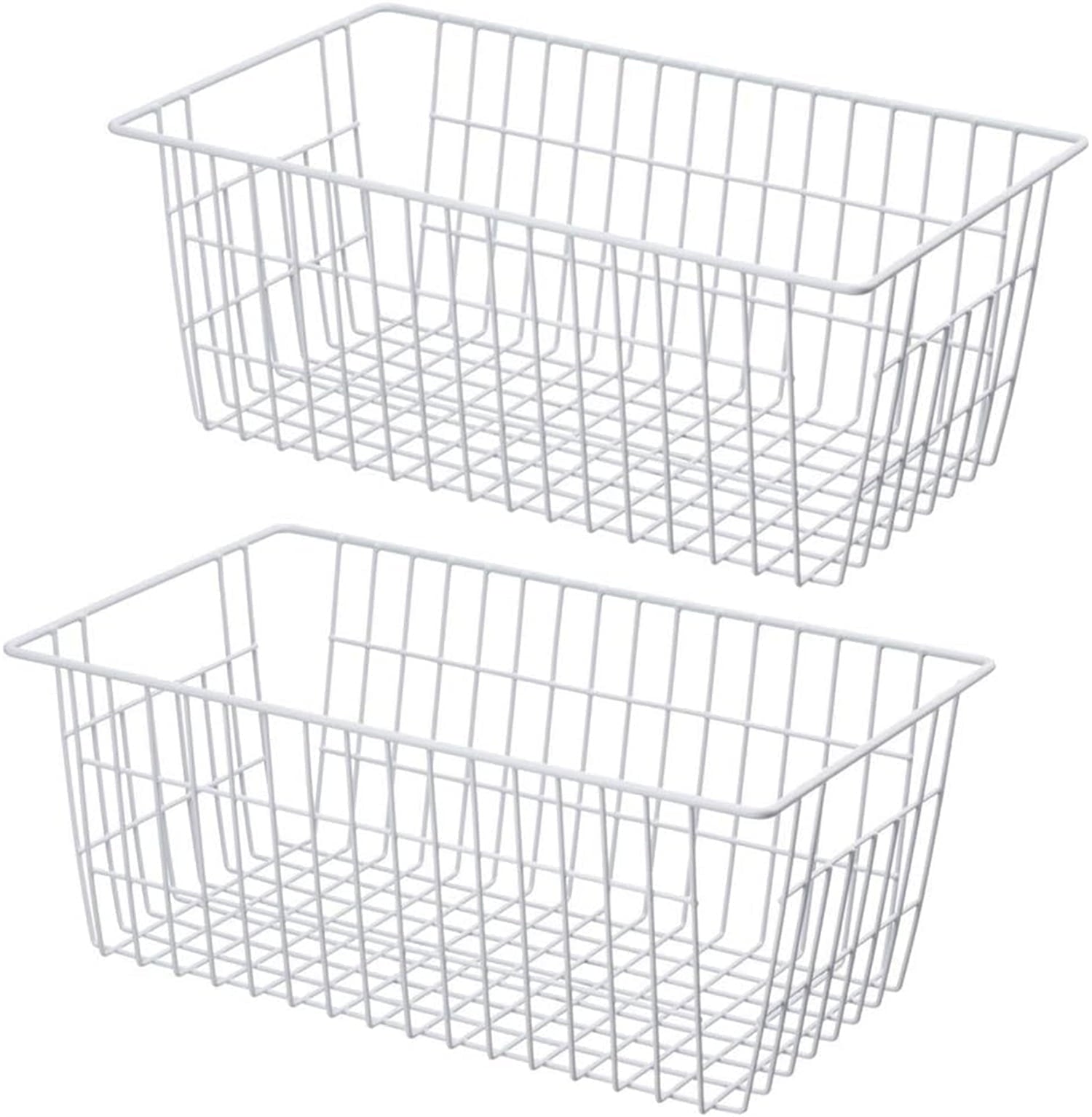 2Pcs Wire Storage Baskets,Metal Storage Basket for Organizing,White Wire Storage Freezer Baskets for V1189-WXFWAL-20260319-00102