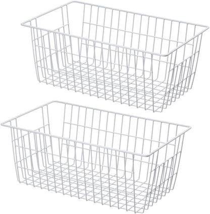 2Pcs Wire Storage Baskets,Metal Storage Basket for Organizing,White Wire Storage Freezer Baskets for V1189-WXFWAL-20260319-00102