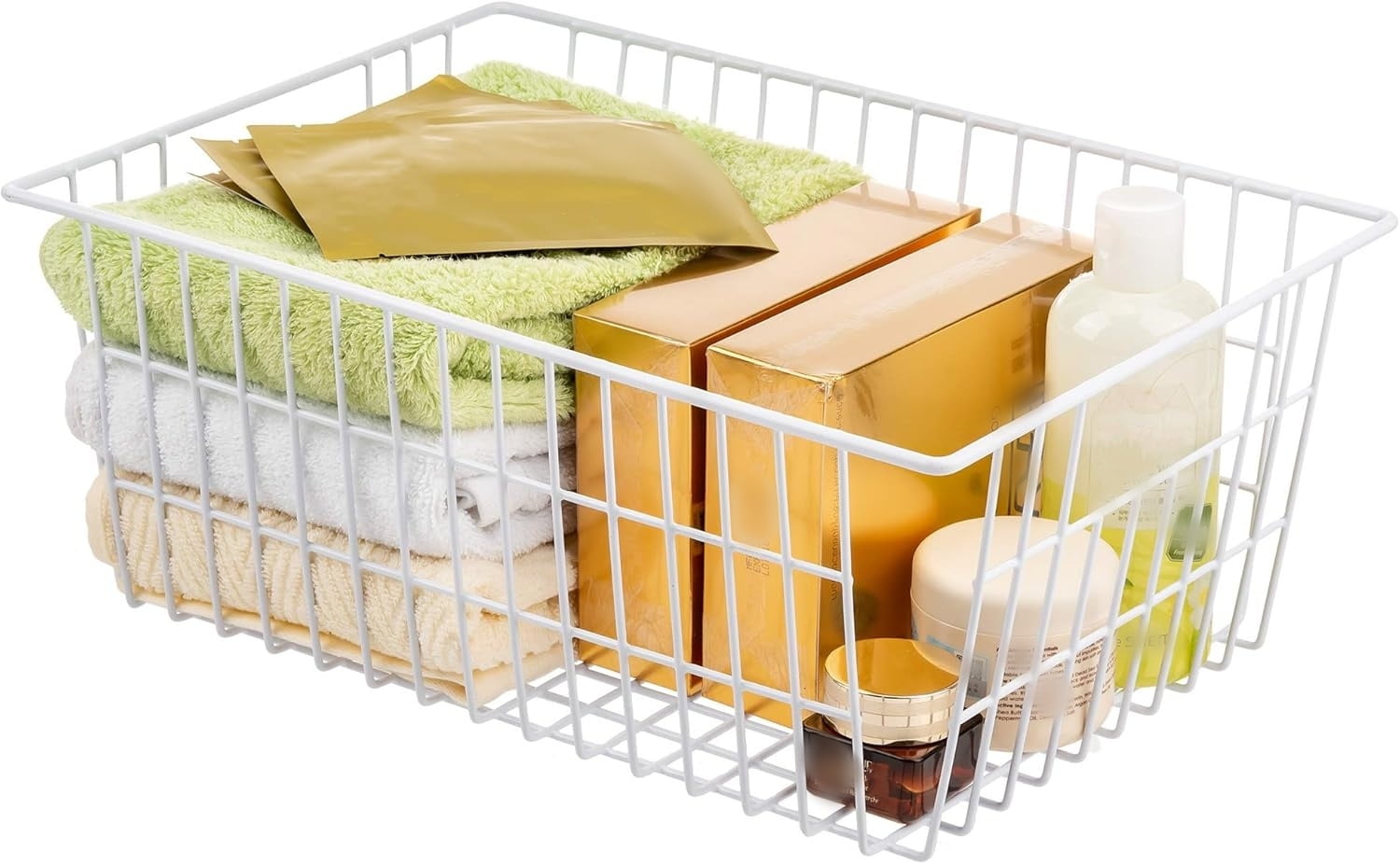 2Pcs Wire Storage Baskets,Metal Storage Basket for Organizing,White Wire Storage Freezer Baskets for V1189-WXFWAL-20260319-00102