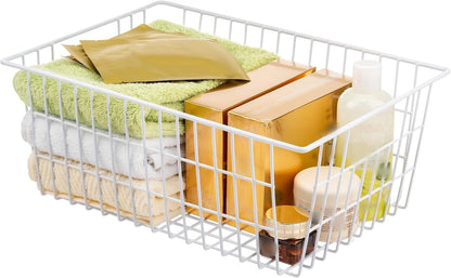 2Pcs Wire Storage Baskets,Metal Storage Basket for Organizing,White Wire Storage Freezer Baskets for V1189-WXFWAL-20260319-00102