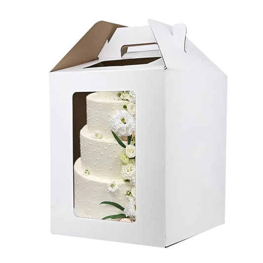 Large Tall Cake Boxes,Disposable Layer Tall Cake Carrier with Window,White Cake Packaging Box,Portable Cake V1189-WXFWAL-20260319-00114