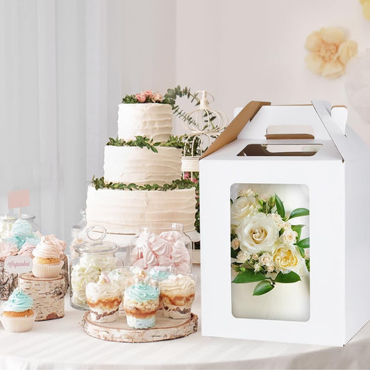 Large Tall Cake Boxes,Disposable Layer Tall Cake Carrier with Window,White Cake Packaging Box,Portable Cake V1189-WXFWAL-20260319-00114