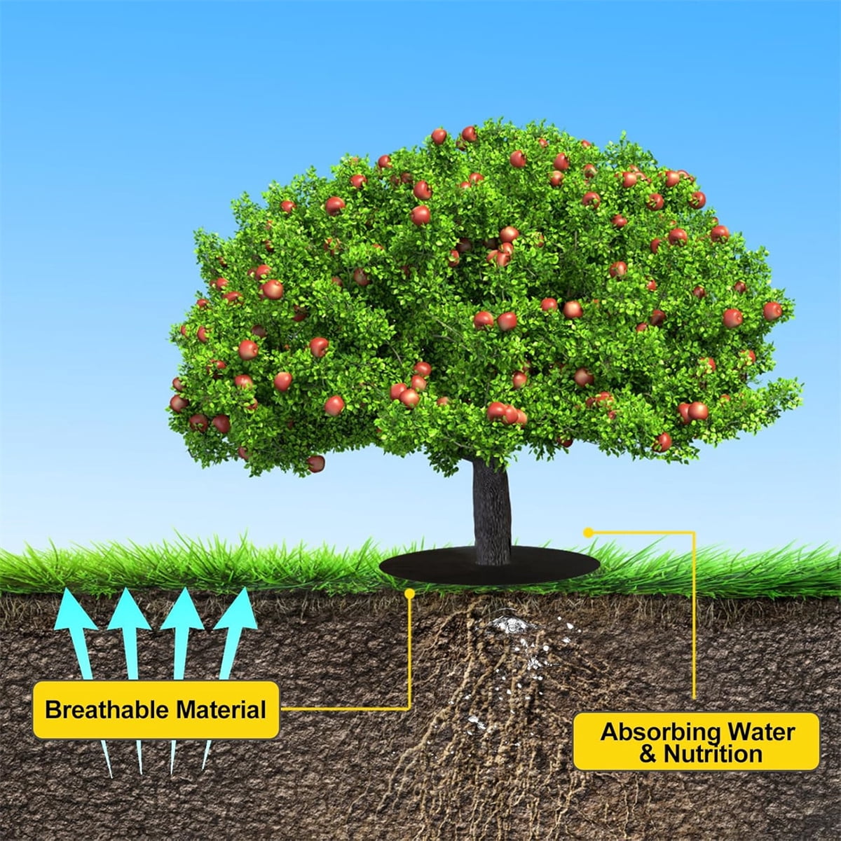 Tutuviw Non Woven Tree Ring, 24.4 inches Round Tree Base Weed Barrier Fabric Cover, Degradable and Reusable V1189-WXFWAL-20260319-00120