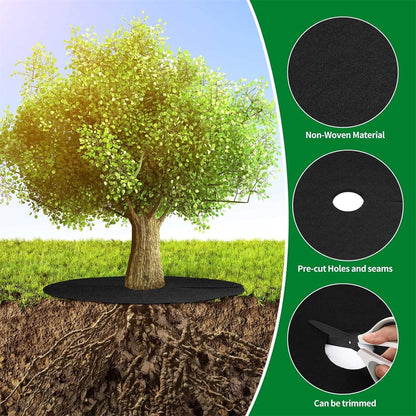 Tutuviw Non Woven Tree Ring, 24.4 inches Round Tree Base Weed Barrier Fabric Cover, Degradable and Reusable V1189-WXFWAL-20260319-00120