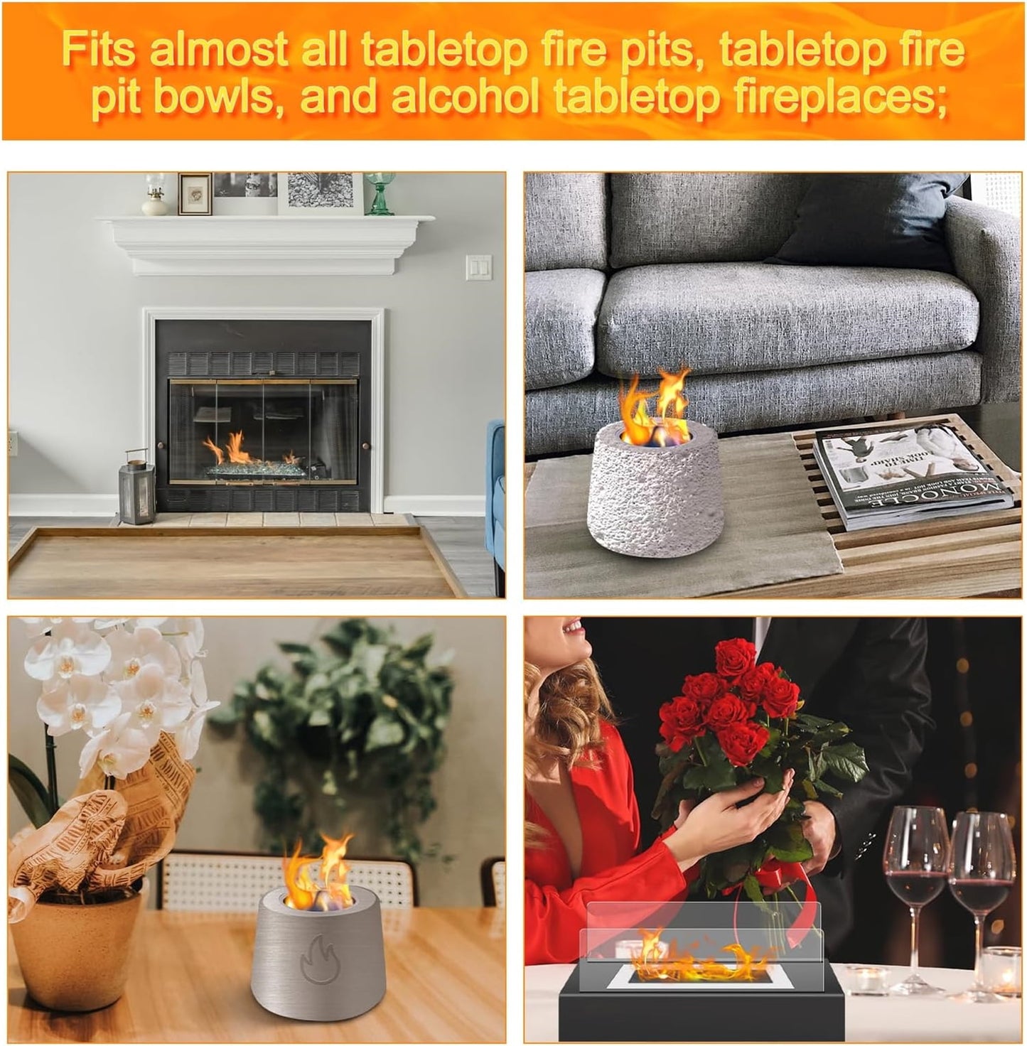 5Pack Carbon Felt Wick Bioethanol Fuel,11.8x7.87In Tabletop Fire Pit Ceramic Wool Wick Bioethanol Fuel Table V1189-WXFWAL-20260319-00126