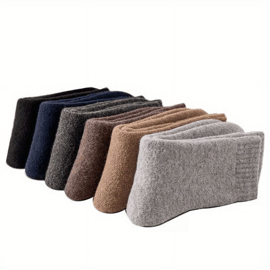SUGARMOM 5-Pack Unisex Thick Knitted Cotton Socks - 100% Pure Cotton Solid Color Mid-Calf Length Extra Thick V1189-WXFWAL-20260319-00128
