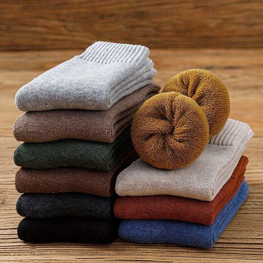 SUGARMOM 5-Pack Unisex Thick Knitted Cotton Socks - 100% Pure Cotton Solid Color Mid-Calf Length Extra Thick V1189-WXFWAL-20260319-00128