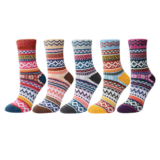 YESIMOLA Socks Womens Wool Socks Warm Thick Winter Warm Boots Cozy Cabin Crew Ladies Socks 5 Pack Socks for V1189-WXFWAL-20260319-00142