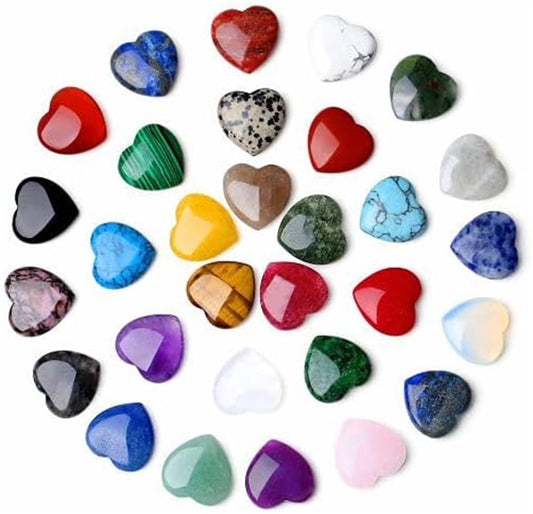 20Pcs Heart Crystals Stones,Love Shaped Polished Stones,Natural Rose Quartz Crystals Amethyst Tiger Eye V1189-WXFWAL-20260319-00157