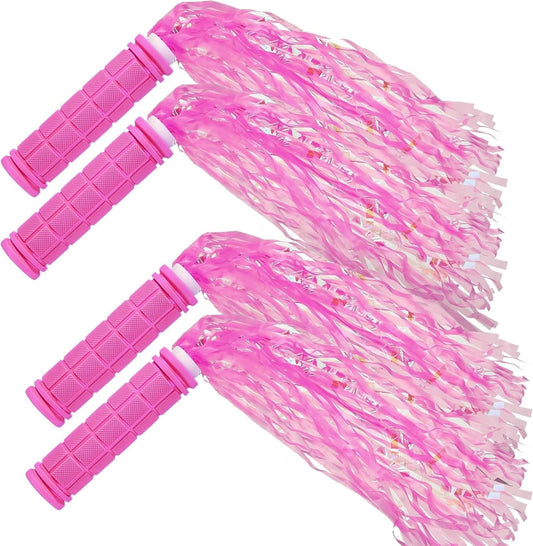 4Pcs Pink Bike Streamers,Non-Slip Bicycle Handlebar Grips Cover,Durable Cycling Replacement Parts with Tassel V1189-WXFWAL-20260319-00158