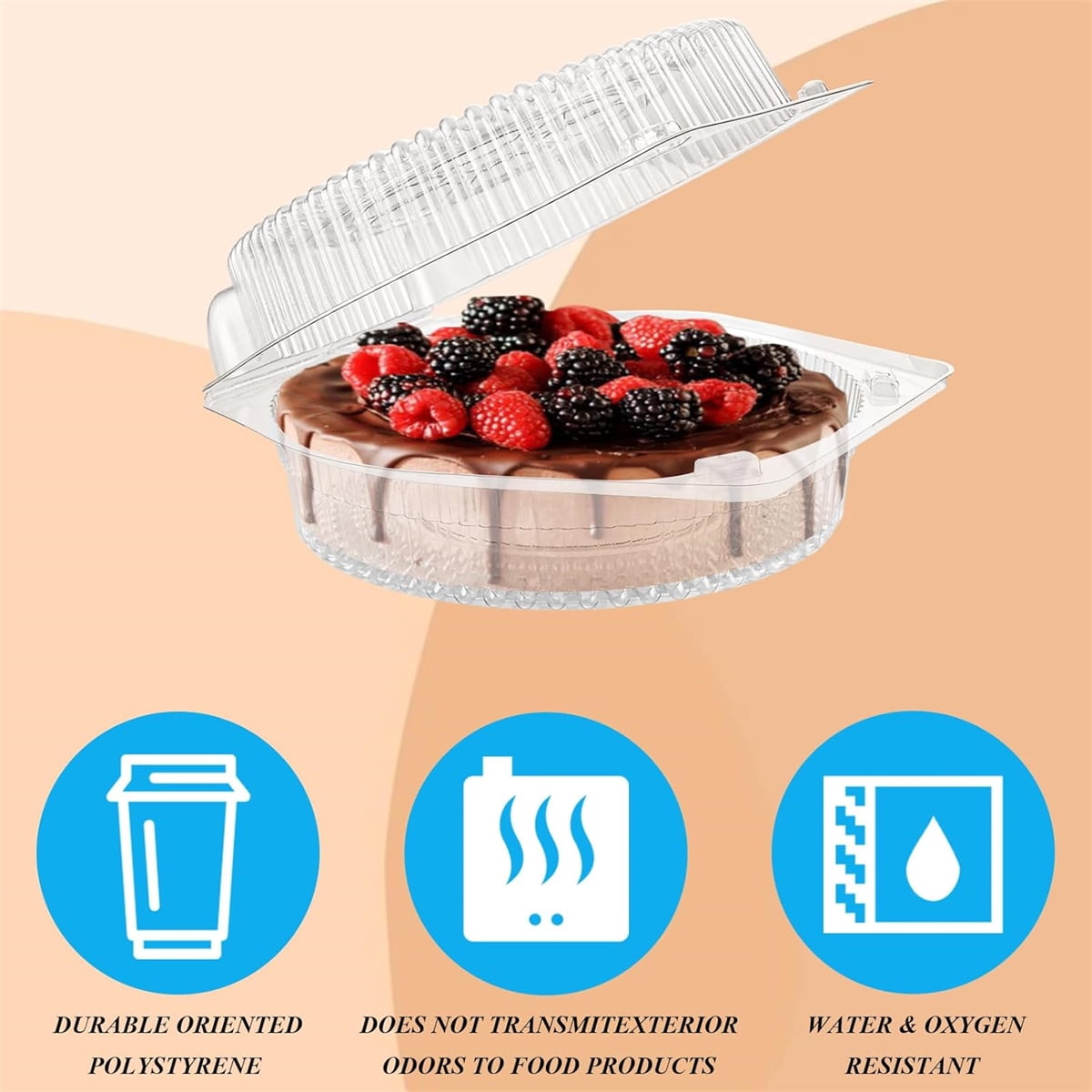 Tutuviw 20 Pcs 8" Plastic Disposable Pie Containers With Lids, Round Pie Keepers with Hinged Locking Lids, V1189-WXFWAL-20260319-00163