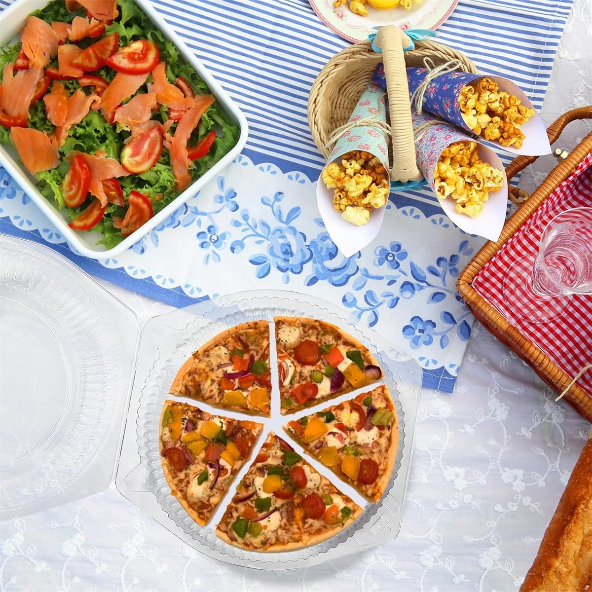 Tutuviw 20 Pcs 8" Plastic Disposable Pie Containers With Lids, Round Pie Keepers with Hinged Locking Lids, V1189-WXFWAL-20260319-00163