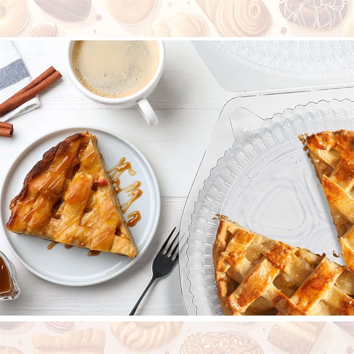 Tutuviw 20 Pcs 8" Plastic Disposable Pie Containers With Lids, Round Pie Keepers with Hinged Locking Lids, V1189-WXFWAL-20260319-00163