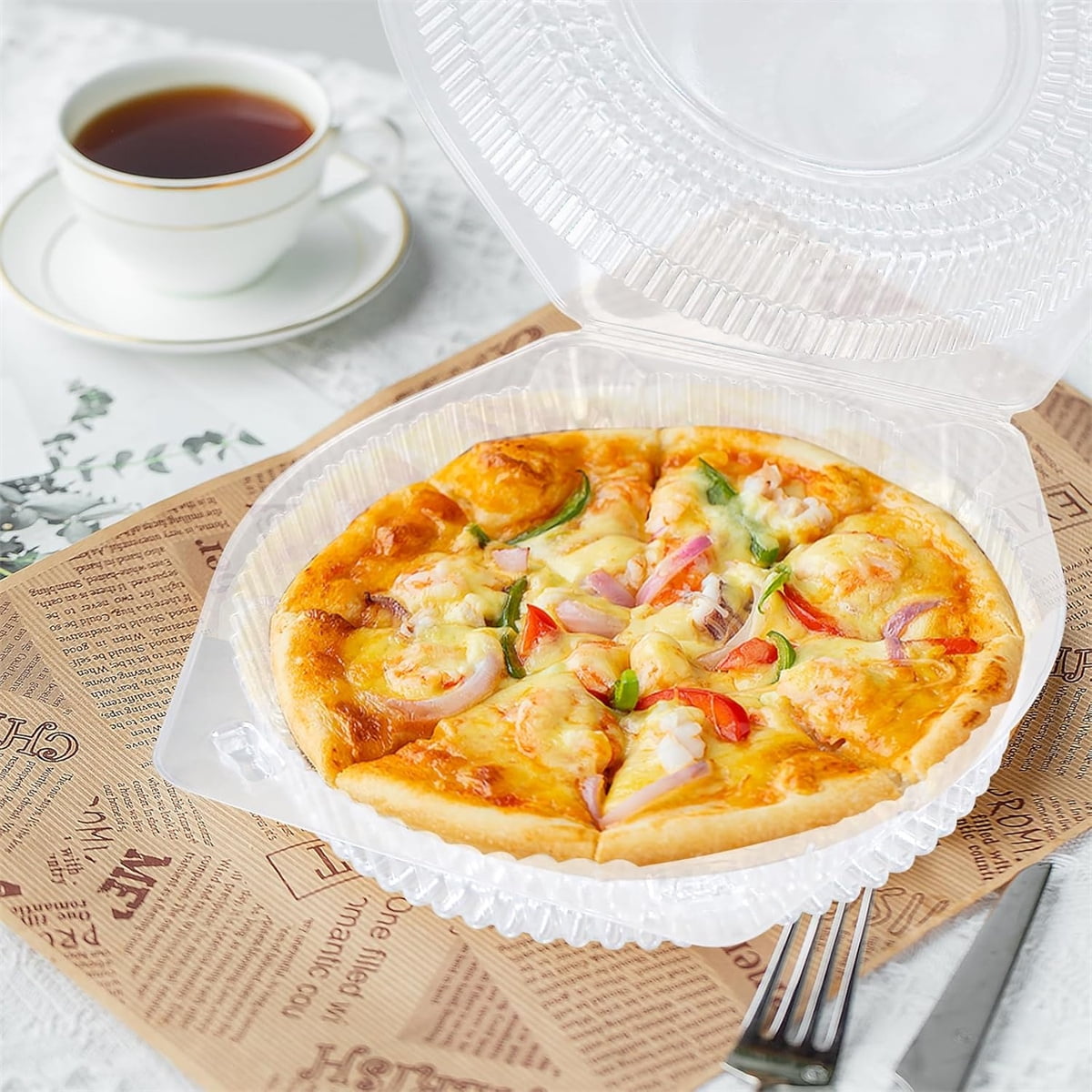 Tutuviw 20 Pcs 8" Plastic Disposable Pie Containers With Lids, Round Pie Keepers with Hinged Locking Lids, V1189-WXFWAL-20260319-00163