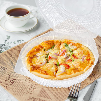 Tutuviw 20 Pcs 8" Plastic Disposable Pie Containers With Lids, Round Pie Keepers with Hinged Locking Lids, V1189-WXFWAL-20260319-00163