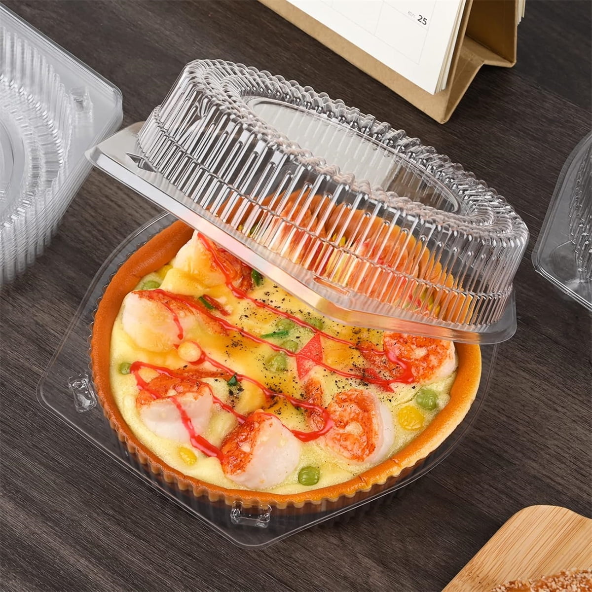 Tutuviw 20 Pcs 8" Plastic Disposable Pie Containers With Lids, Round Pie Keepers with Hinged Locking Lids, V1189-WXFWAL-20260319-00163