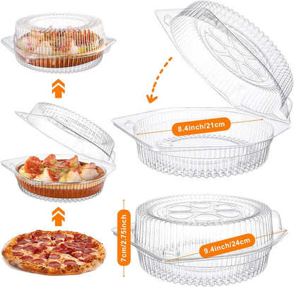 Tutuviw 20 Pcs 8" Plastic Disposable Pie Containers With Lids, Round Pie Keepers with Hinged Locking Lids, V1189-WXFWAL-20260319-00164