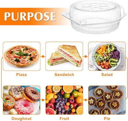 Tutuviw 20 Pcs 8" Plastic Disposable Pie Containers With Lids, Round Pie Keepers with Hinged Locking Lids, V1189-WXFWAL-20260319-00164