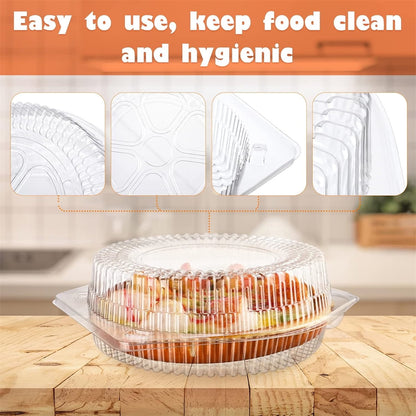 Tutuviw 20 Pcs 8" Plastic Disposable Pie Containers With Lids, Round Pie Keepers with Hinged Locking Lids, V1189-WXFWAL-20260319-00164