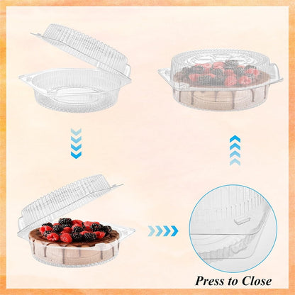 Tutuviw 20 Pcs 8" Plastic Disposable Pie Containers With Lids, Round Pie Keepers with Hinged Locking Lids, V1189-WXFWAL-20260319-00164