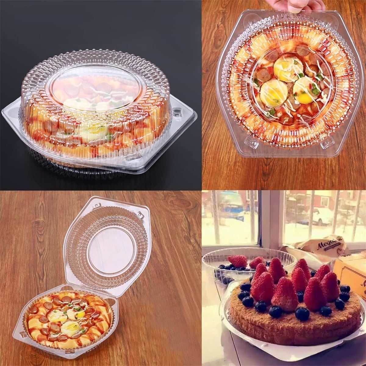 Tutuviw 20 Pcs 8" Plastic Disposable Pie Containers With Lids, Round Pie Keepers with Hinged Locking Lids, V1189-WXFWAL-20260319-00164