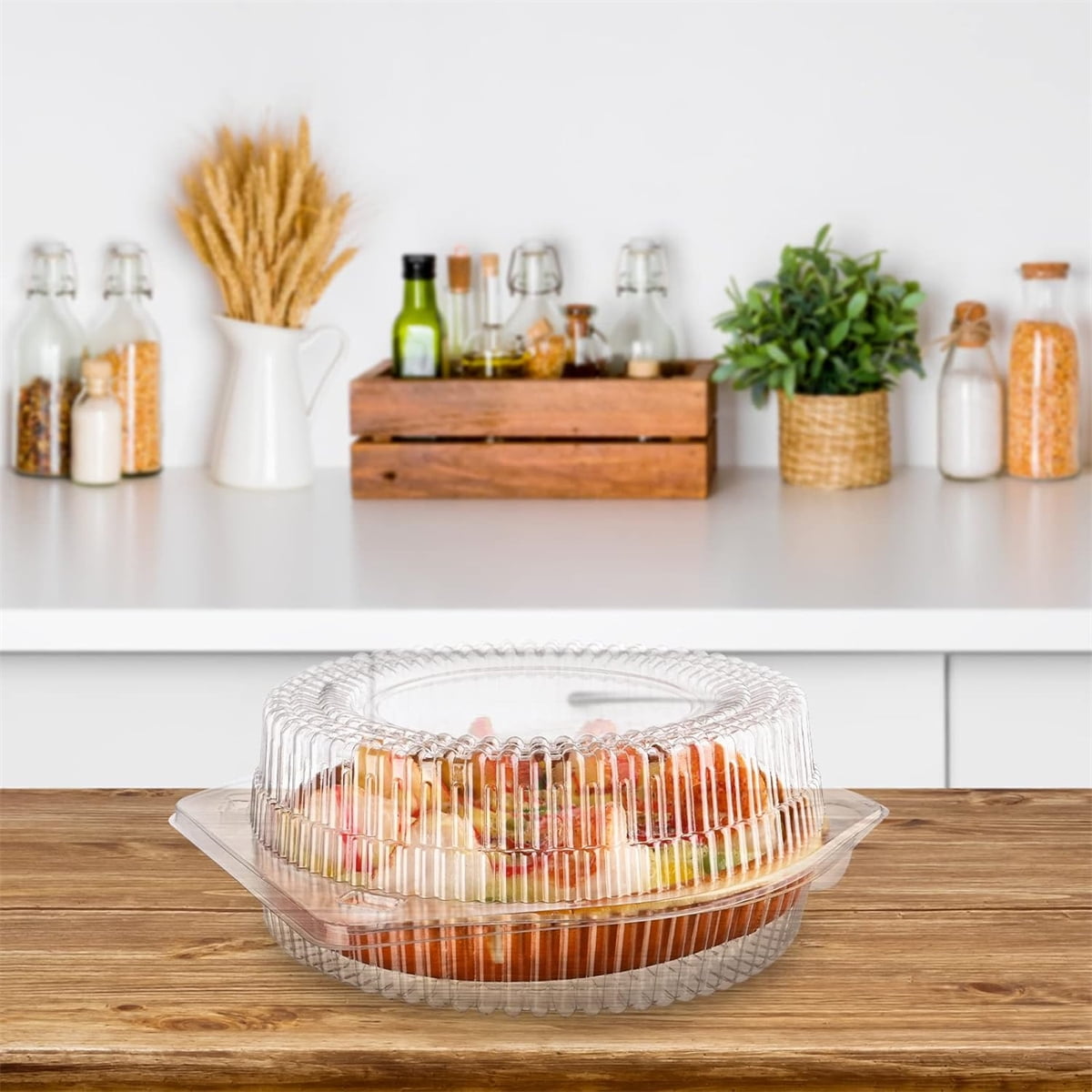 Tutuviw 20 Pcs 8" Plastic Disposable Pie Containers With Lids, Round Pie Keepers with Hinged Locking Lids, V1189-WXFWAL-20260319-00164